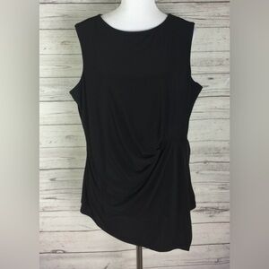 Kim Rogers Black Sleeveless Twist Detail Asymmetrical Hem Stretch Top